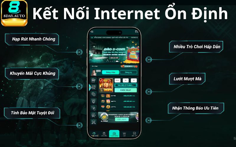 Đường truyền internet ổn định khi tải app 8day